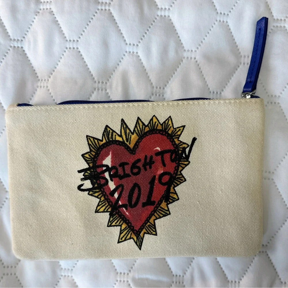 Brighton Pouch Womens Small Cream Love‎ of Art 2019 Tattoo Heart Canvas bag